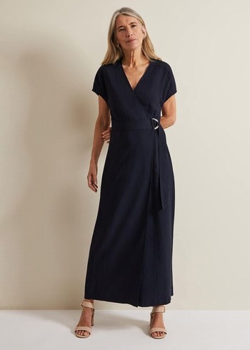 Phase Eight Liv Wrap Dress Navy Canada | AMNCDO-648